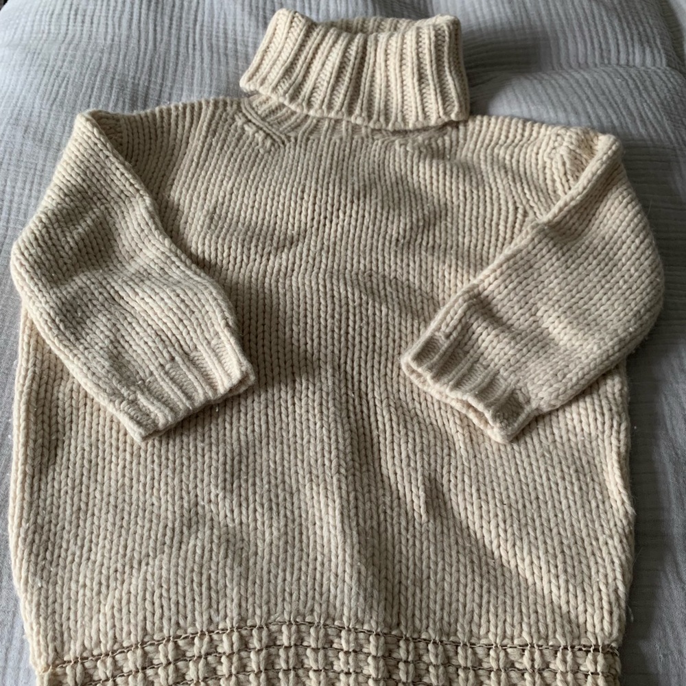 J. Crew cream 2/3-sleeve wool turtleneck